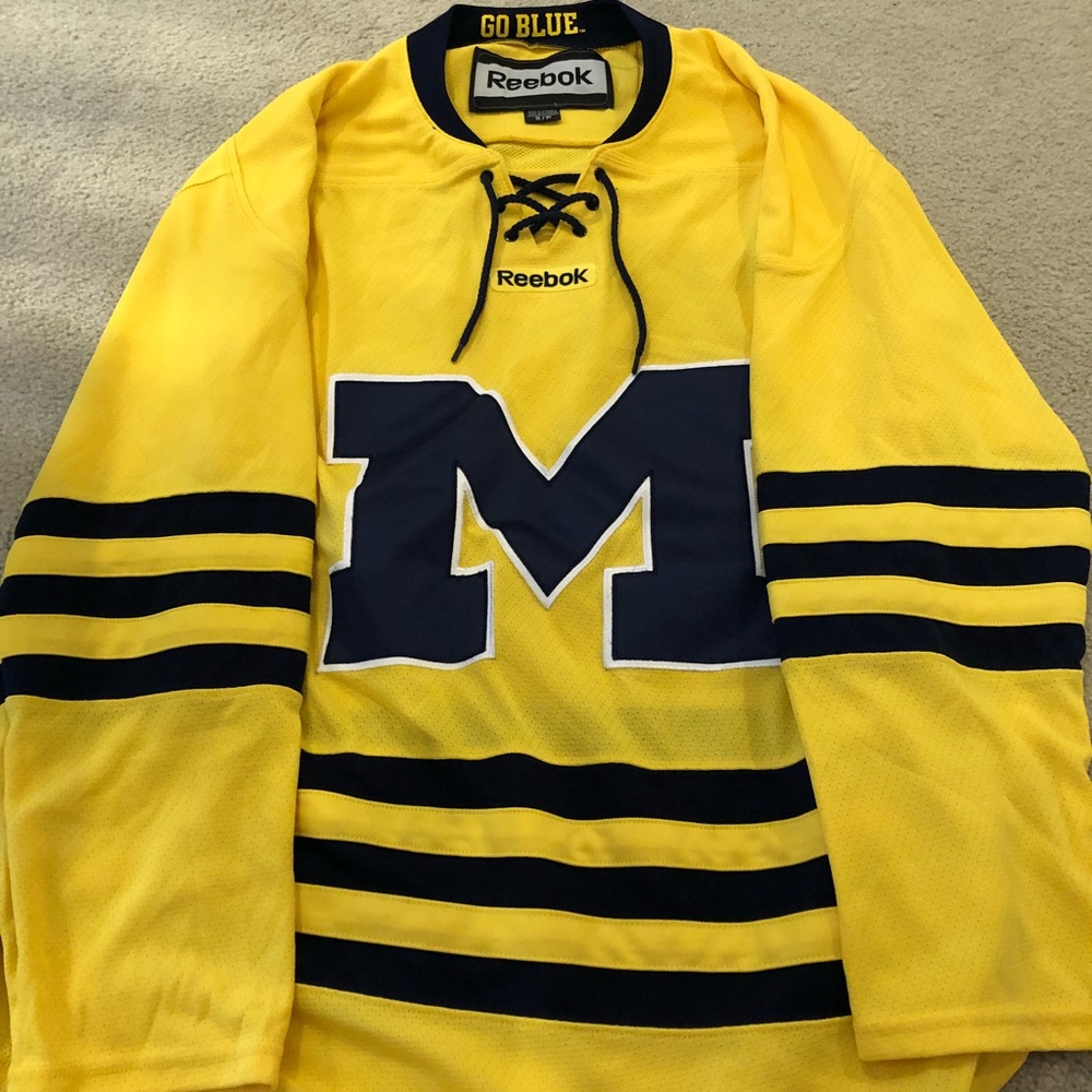 Michigan Hockey Jersey Reebok Yellow